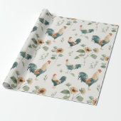 Plezierige Kip Haan Zonnebloem Cadeaupapier (Uitgerold)