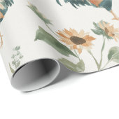 Plezierige Kip Haan Zonnebloem Cadeaupapier (Rol Hoek)