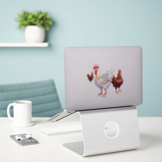 Plezierige Kippen Trio Sticker (Laptop op bureau)