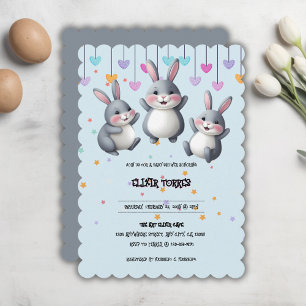Plezierige Kleurrijke Knuffel Konijn Baby Shower Kaart