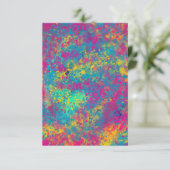 Plezierige Kleurrijke Neon Verfspat Uitnodigingska Kaart (Staand voorkant)