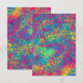Plezierige Kleurrijke Neon Verfspat Uitnodigingska Kaart (Voorkant / Achterkant)