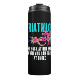Plezierige Kleurrijke Triatlon Sport Humor Verfspe Thermosbeker