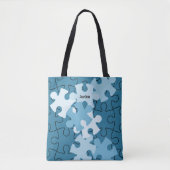 Plezierige legpuzzel aangepaste naam & motto blauw tote bag (Voorkant)