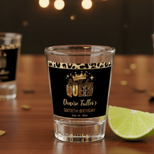 Plezierige Luipaard Verjaardag Koningin Zestig Ver Shot Glas