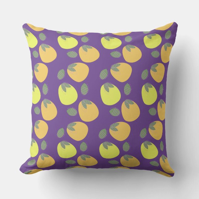 Plezierige Mango Oranje Gele Vrucht Kussen (Voorkant)