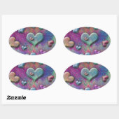 Plezierige Meerkleurige Metalen Hartjes Kunst Ovale Sticker (Vel)
