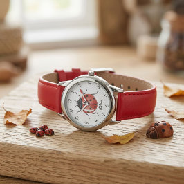 Plezierige Meisjes rode Lieveheersbeestje Kids Horloge