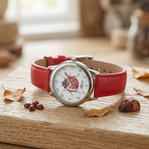 Plezierige Meisjes rode Lieveheersbeestje Kids Horloge