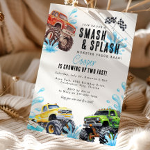 Plezierige Monster Truck 2e Verjaardag Zwembad Fee