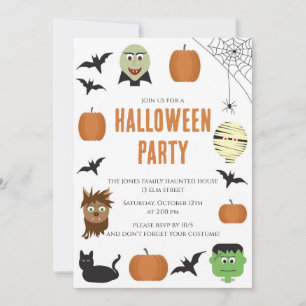 Plezierige Monsters Kinderen Halloween Feest Kaart