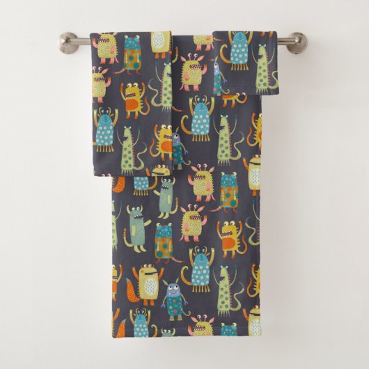 Plezierige Monsters Patroon Bad Handdoek (Insitu)