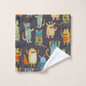 Plezierige Monsters Patroon Bad Handdoek (Wasdoekje)