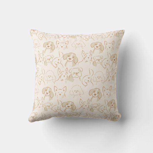 Plezierige Neutrale Pop Hondenpatroon Elegante Mon Kussen (Achterkant)