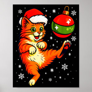 Plezierige Oranje Kat Humor Kerst Ornament Voetbal Poster