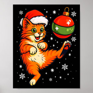 Plezierige Oranje Kat Humor Kerst Ornament Voetbal Poster