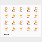 Plezierige Oranje Kat Meowy Kerststicker Ronde Sticker (Vel)