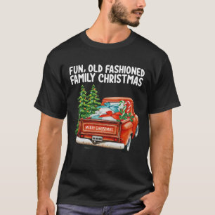 Plezierige ouderwetse familie kersttruck boom t-shirt