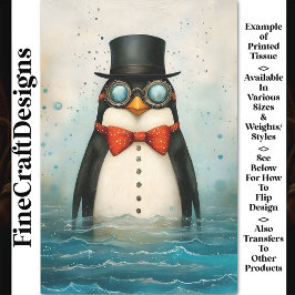 Plezierige Pinguïn, Hoge Hoed, Vlinderdas, Zee CG4 Tissuepapier