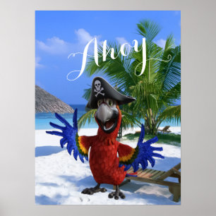 Plezierige Piraat Papegaai Avontuur Poster