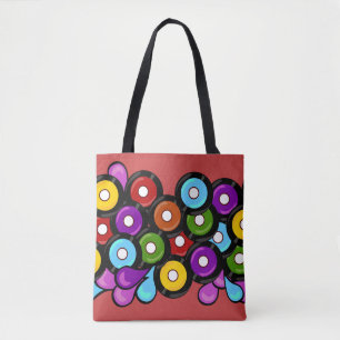 Plezierige plaat viering kleurrijk muziekpatroon tote bag