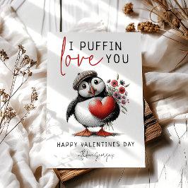 Plezierige Puffin Hou Van Jou Valentijnsdag Feestdagenkaart