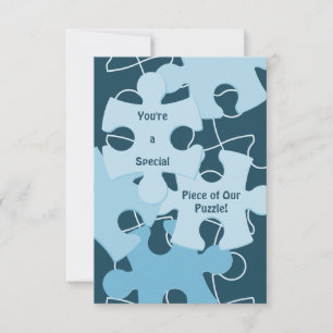 Plezierige Puzzelstukken in Blauw 5x7 Inch Bedankkaart
