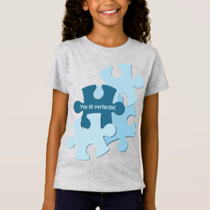 Plezierige Puzzelstukken in Blauw Jij Past Perfect T-shirt