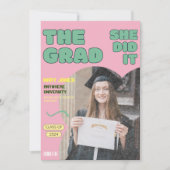 Plezierige Retro Afstudeerfoto Tijdschriftcover Aankondiging (Voorkant)