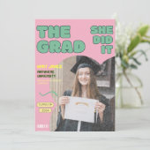 Plezierige Retro Afstudeerfoto Tijdschriftcover Aankondiging (Staand voorkant)