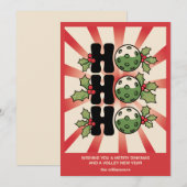 Plezierige Retro Pickleball Kerstmis Uw Aangepaste Feestdagenkaart (Voorkant / Achterkant)