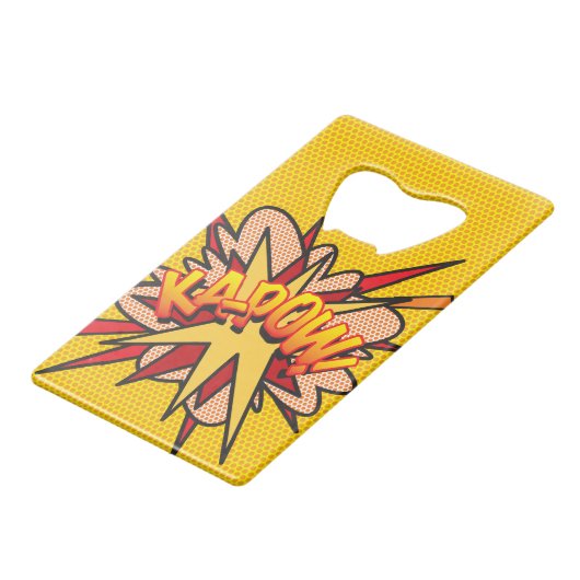 Plezierige Retro Pop Art-strip Creditkaart Flessenopener (Achterkant Gekanteld)