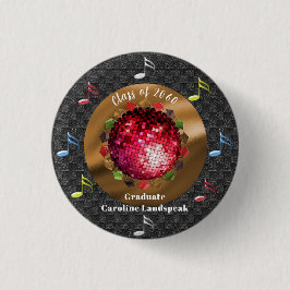 Plezierige Rode Disco Bal Afstudeerfeest Plezier Ronde Button 3,2 Cm