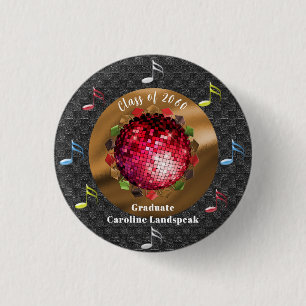 Plezierige Rode Disco Bal Afstudeerfeest Plezier Ronde Button 3,2 Cm