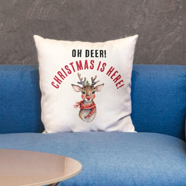 Plezierige Rode En Witte Kerstmis Rudolph Rendier  Kussen (Creator heeft geüpload)