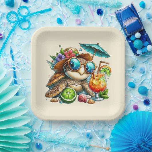 Plezierige Schildpadden Vergadering Papieren Bordje (Feest)