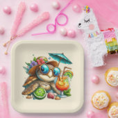 Plezierige Schildpadden Vergadering Papieren Bordje (Feest)