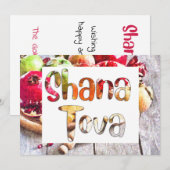 Plezierige Shana Tova Appels, Honing en Granaatapp Feestdagenkaart (Voorkant / Achterkant)