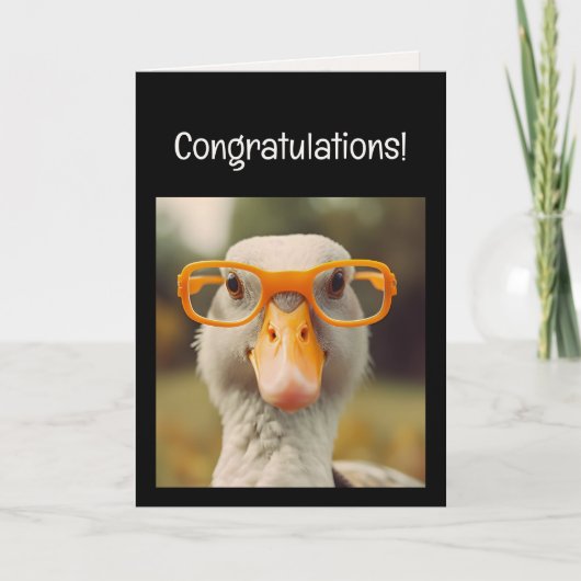 Plezierige Slimme Gans Bril Felicitaties! Afgestud Kaart (Voorkant)