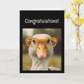 Plezierige Slimme Gans Bril Felicitaties! Afgestud Kaart (Gele Bloem)
