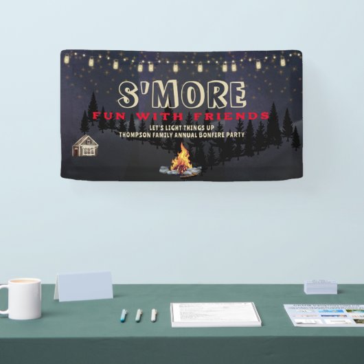 Plezierige S'mores-activiteit met open haard en BB Spandoek (Beurs)