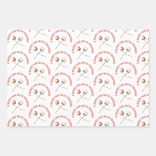 Plezierige S'mores bij kampvuur en BBQ met Friends Inpakpapier Vel (Voorkant)