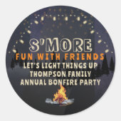 Plezierige S'mores- kampvuur achtertuin picknick F Ronde Sticker (Voorkant)