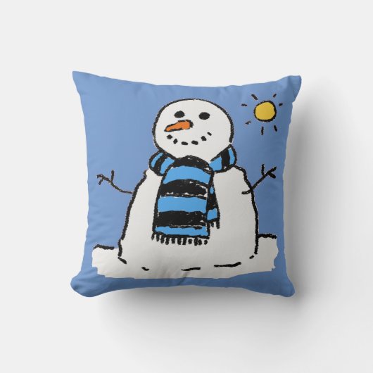 Plezierige Sneeuwman Illustratie Ontwerp Kussen (Voorkant)