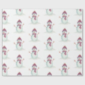 Plezierige Sneeuwman Kerstmis Cadeaupapier (Vlak)