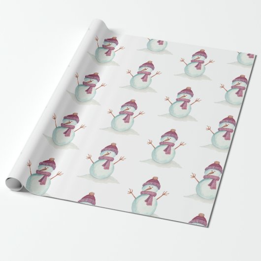 Plezierige Sneeuwman Kerstmis Cadeaupapier (Uitgerold)