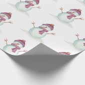 Plezierige Sneeuwman Kerstmis Cadeaupapier (Hoek)