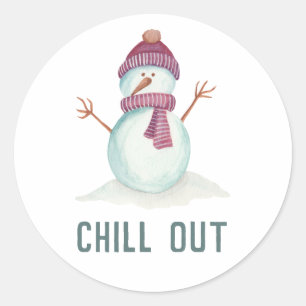 Plezierige Sneeuwman Kerstmis Ronde Sticker