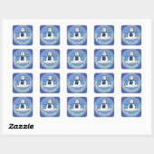 Plezierige Sneeuwman Kerstontwerp Vierkante Sticker (Vel)