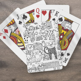 Plezierige speelse katten zwart-wit patroon pokerkaarten